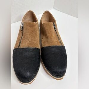 Black Two-Tone Suede and Leather Loafers
